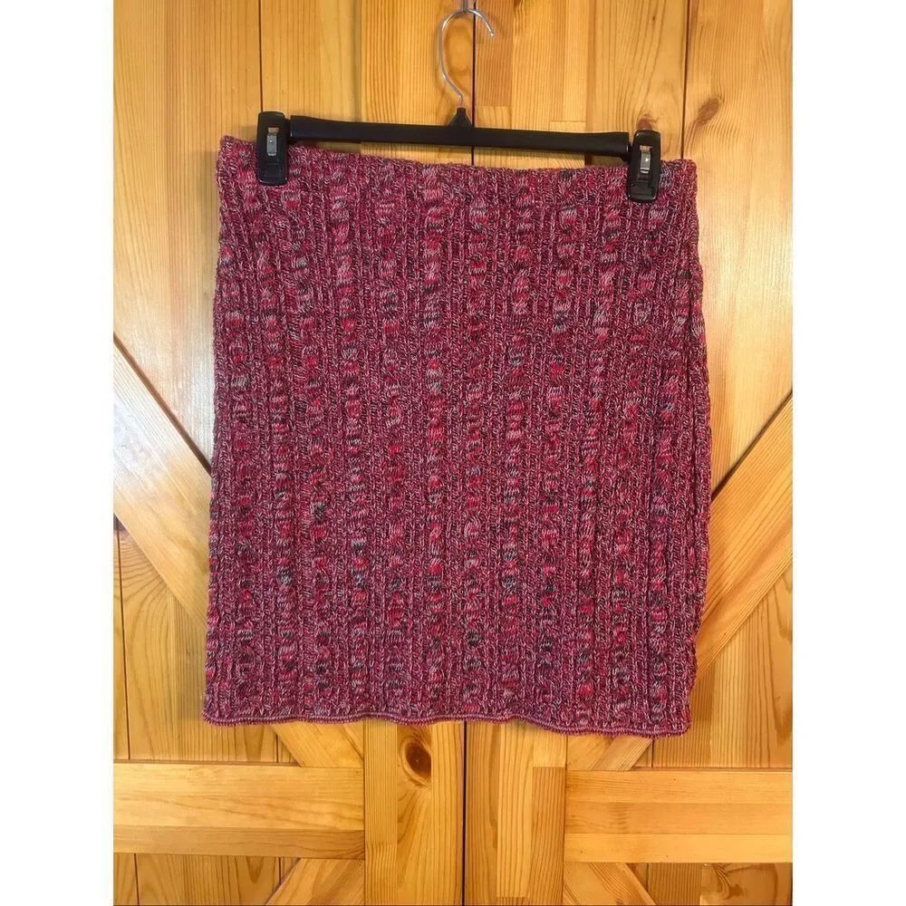 Green 3 Red Space Dye Pencil Skirt Sweater Knit Size Large (5881)